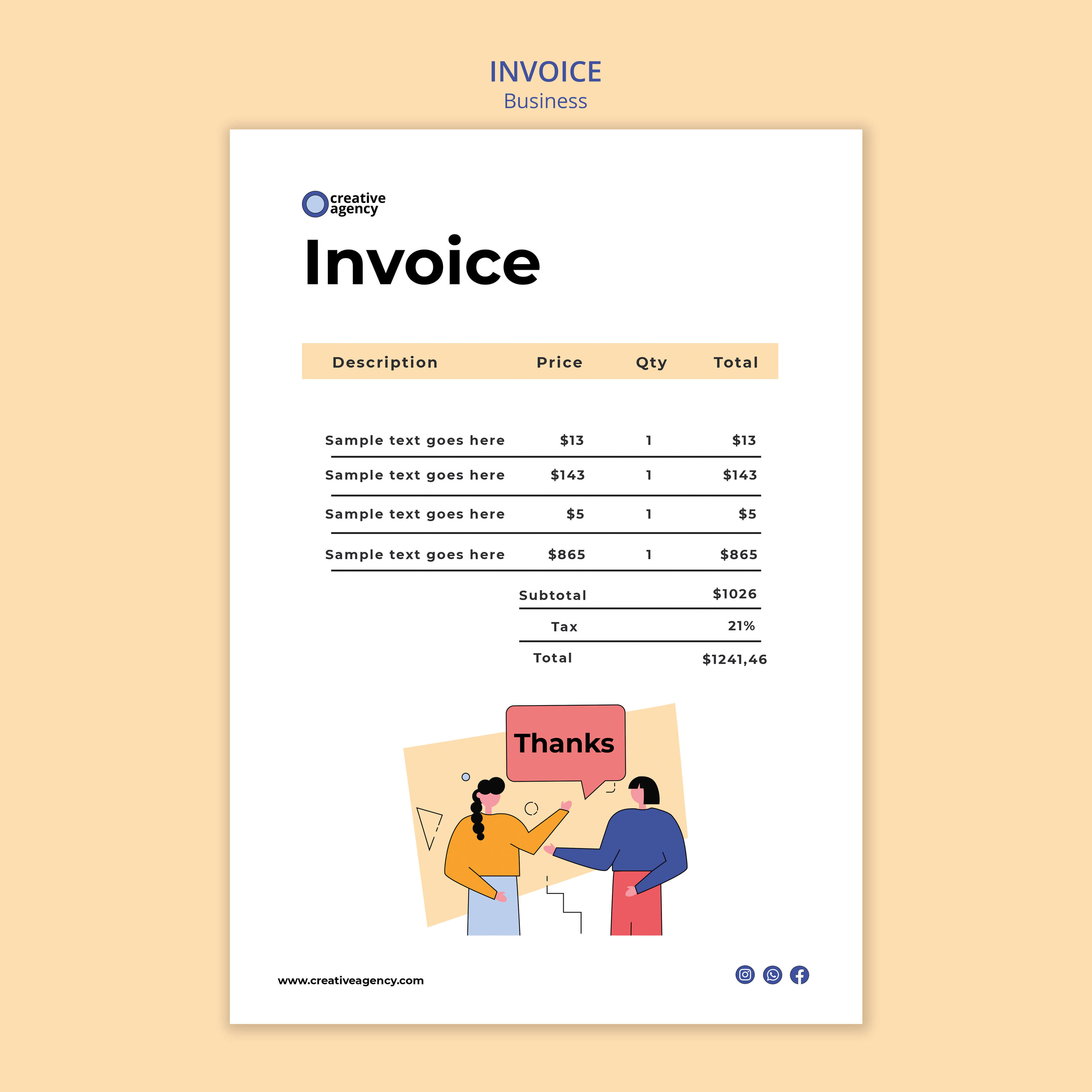 Invoice PDF preview on a laptop screen