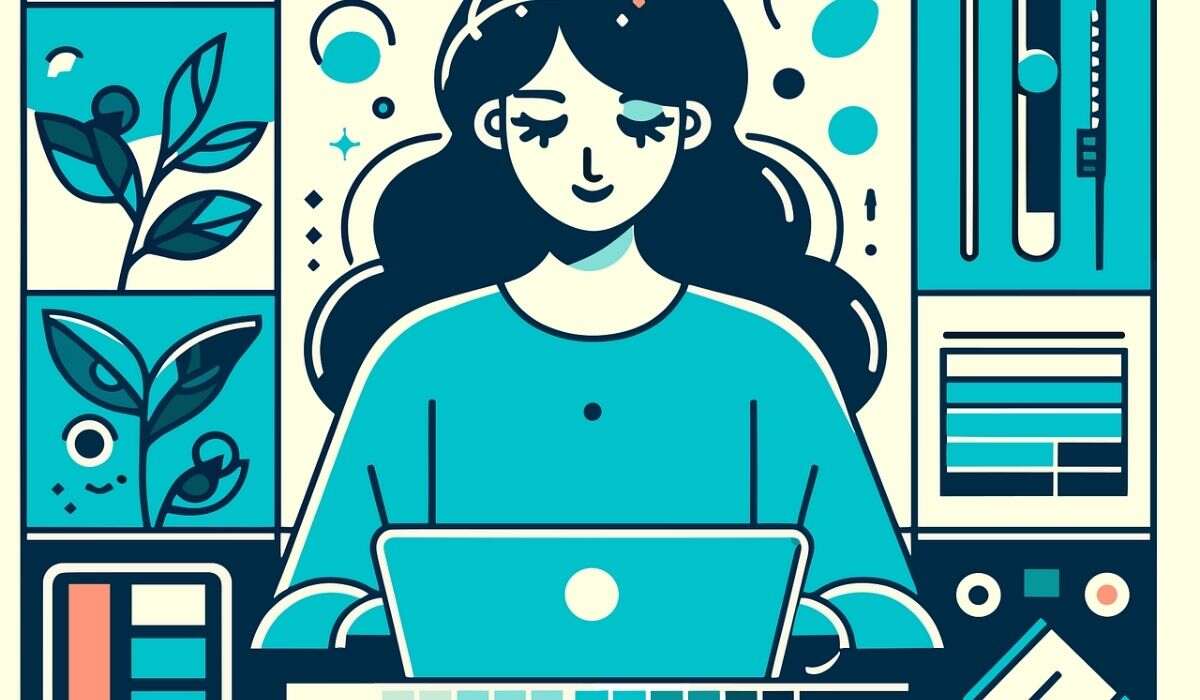 Illustration of a female web designer