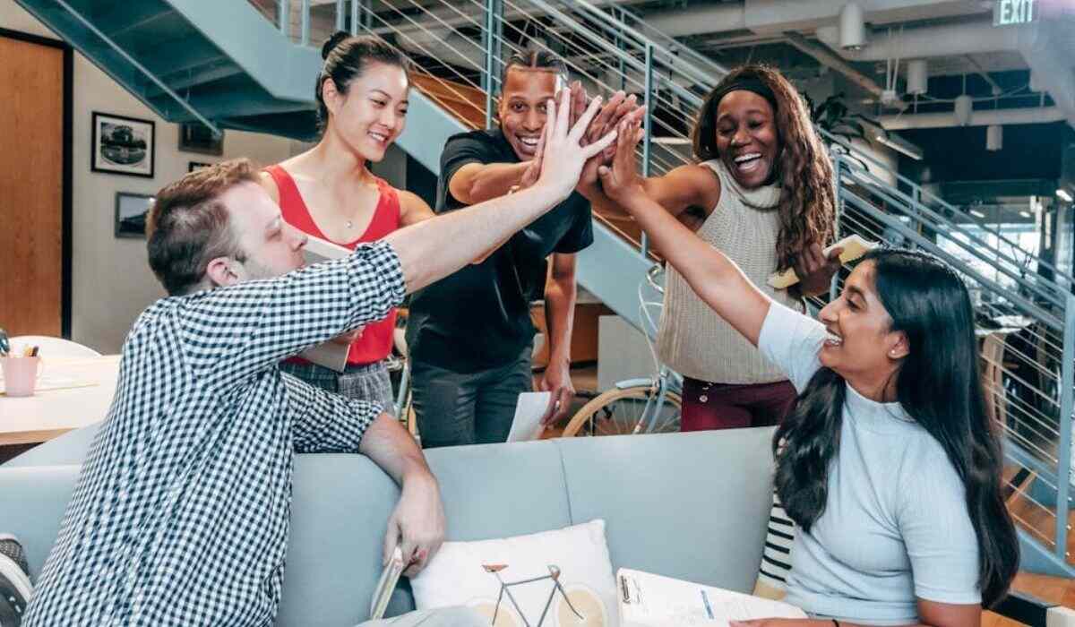 Employees enjoying themselves at work space