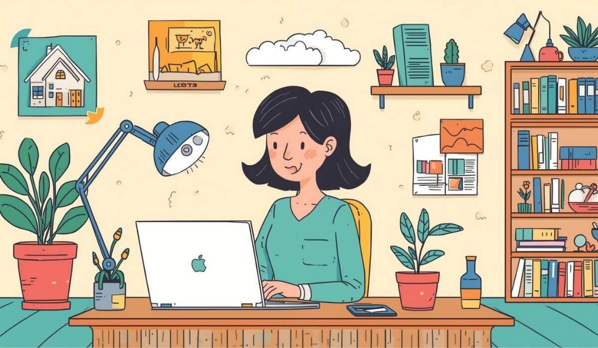 Illustration of a working woman