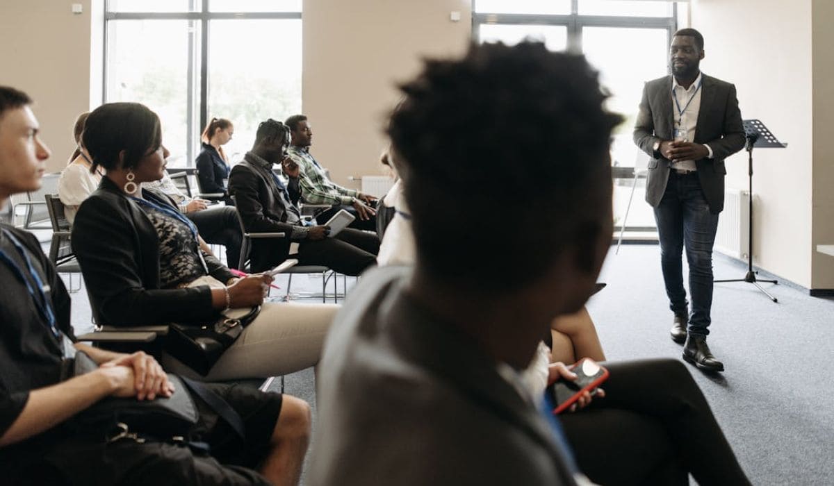 Trainer providing training to the employees