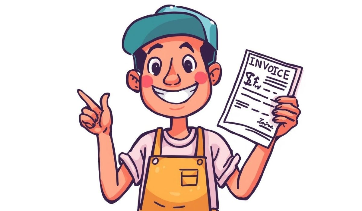 Illustration of vendor with invoice
