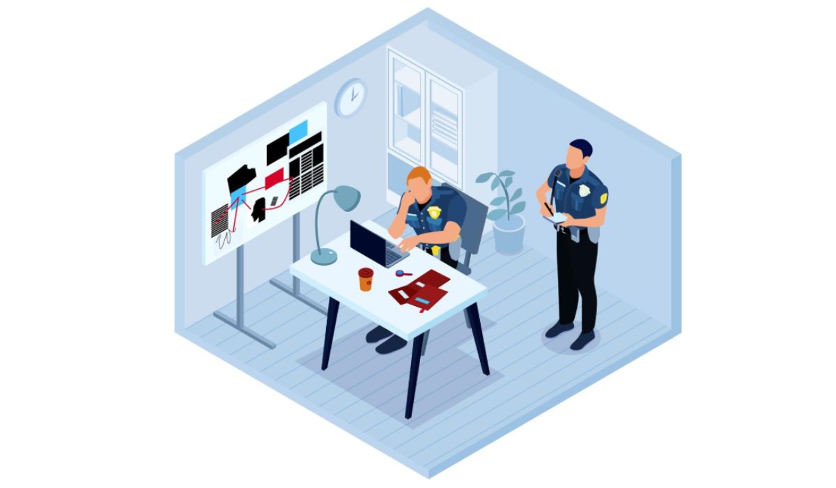 illustration of two men in a security company office