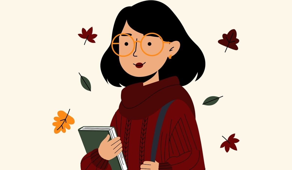 Illustration of a woman holding a freelancer's guide