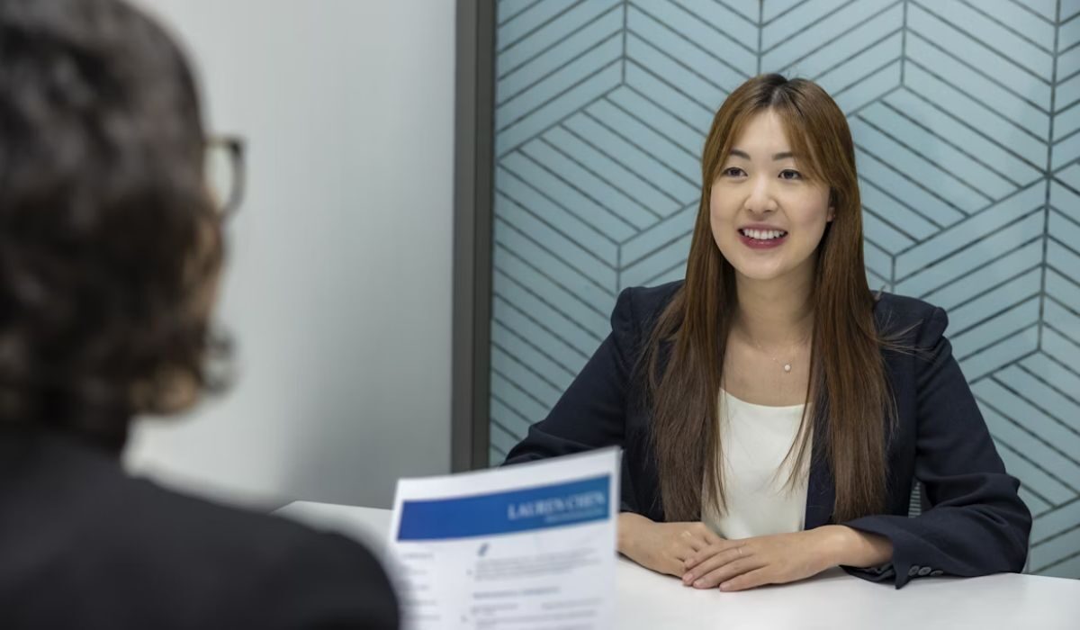 A woman giving an interviewed