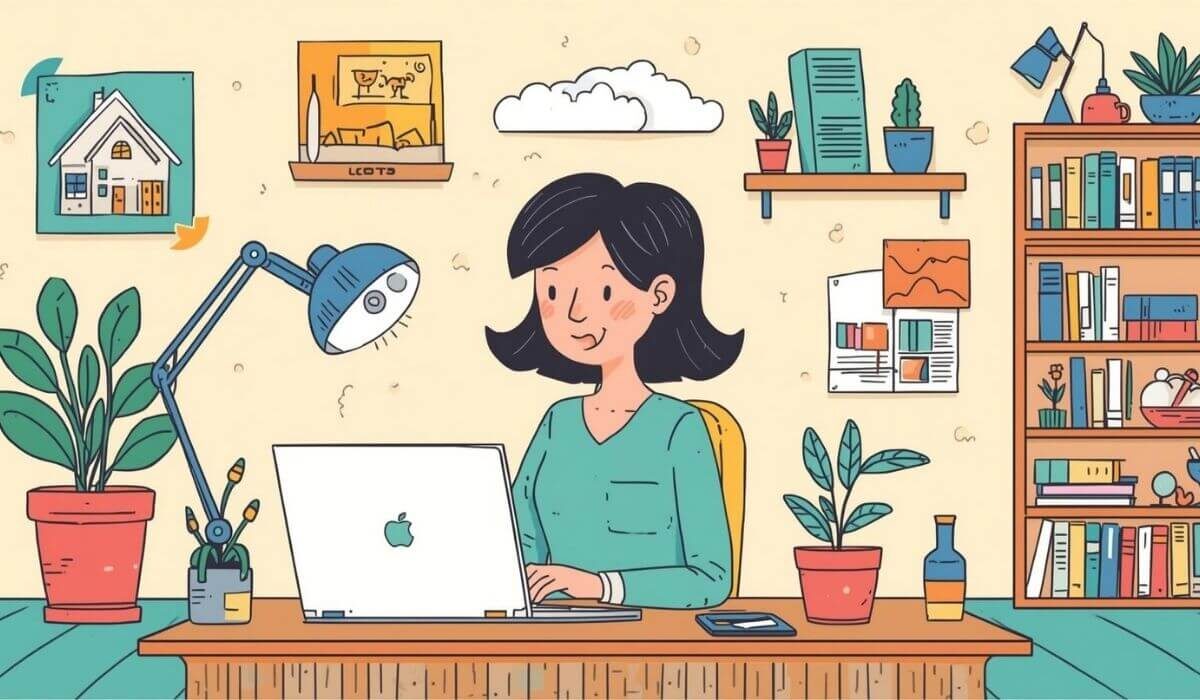 Illustration of a working woman