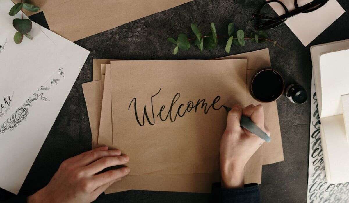 A freelancer making a welcome packet